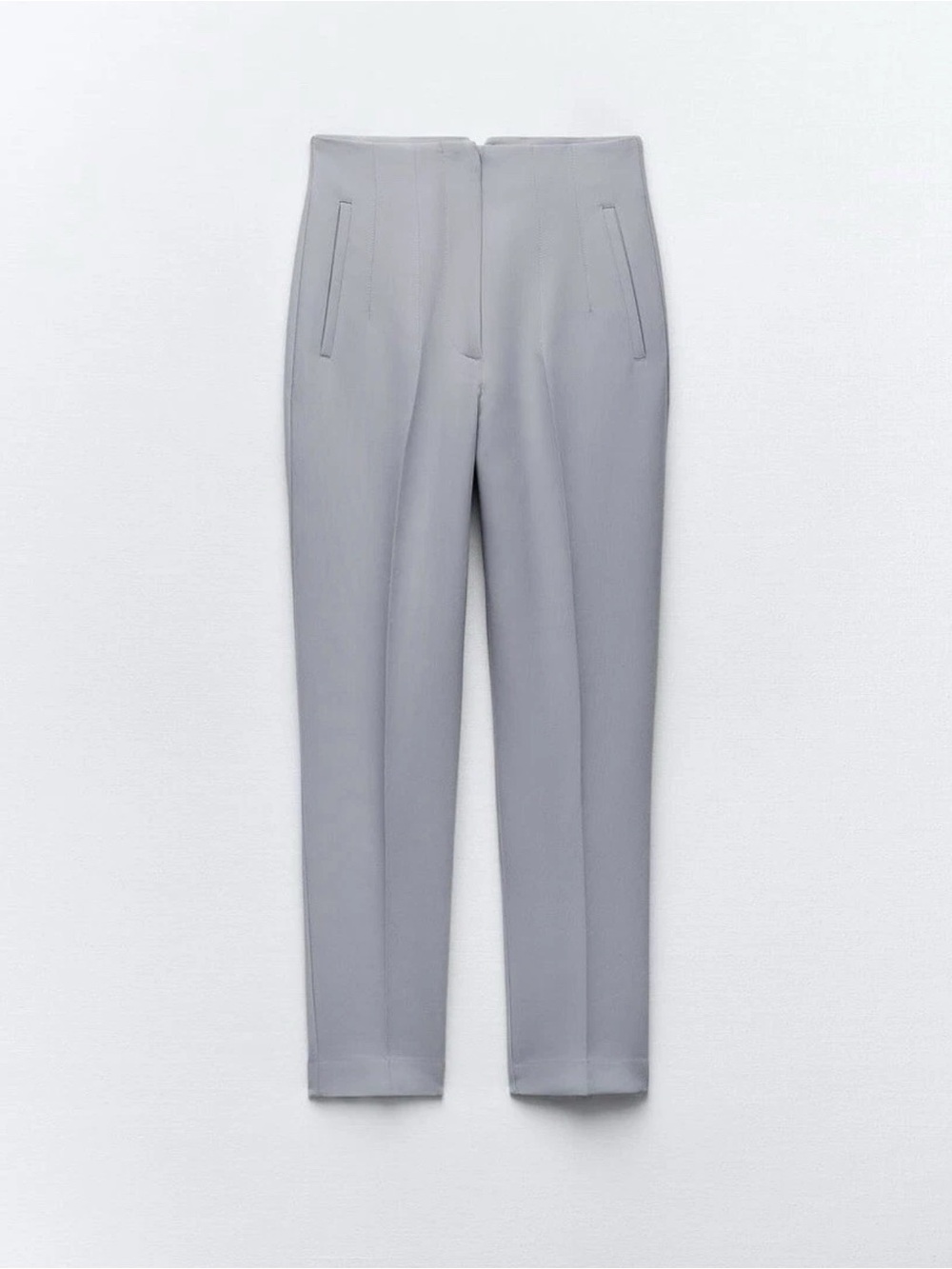 ZARA WOMAN NEW HIGH-WAIST TROUSERS  PANTS BLUE  STEEL size XL NWT
